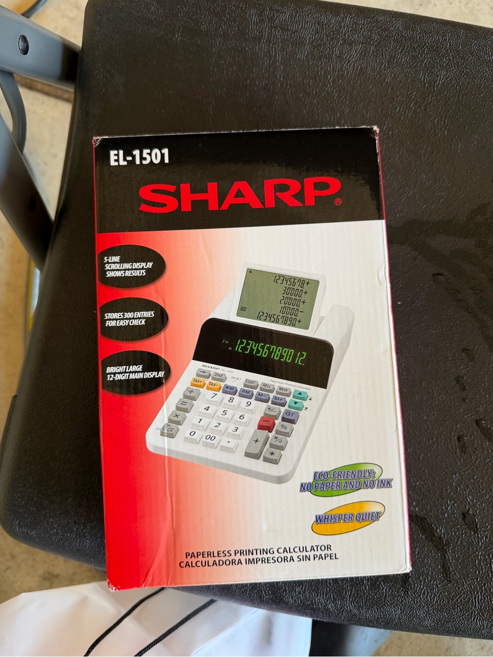 SHARP EL-1501 Paperless Printing Calculator - White/Black
